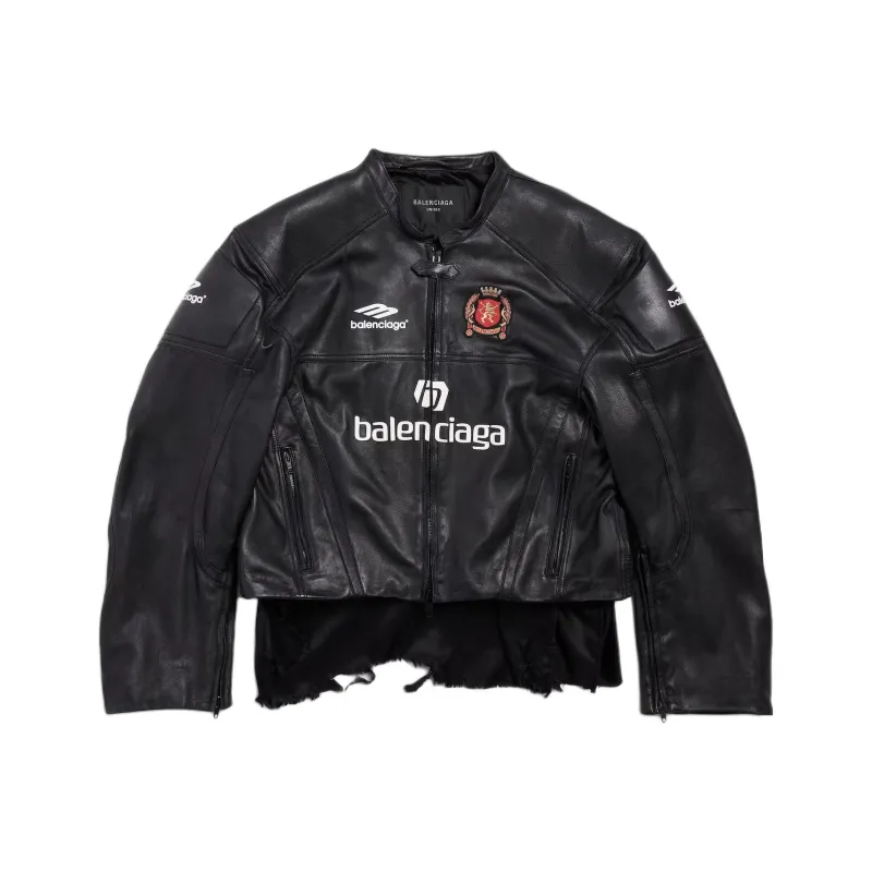 Balenciaga Leather Jacket Loose Fit Men's Black-0