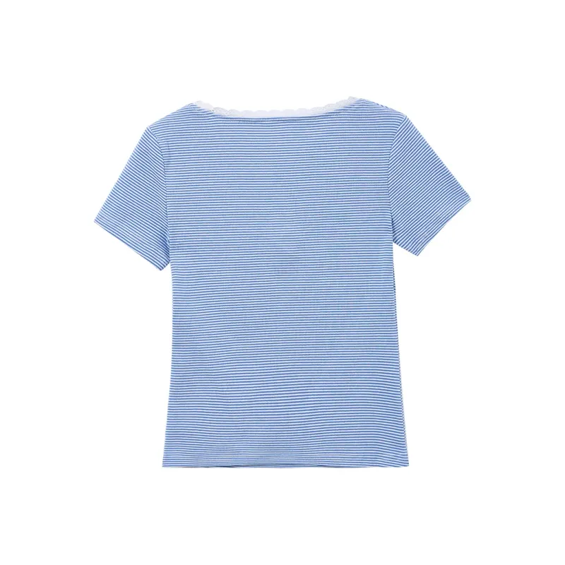 SUSANSAN Regular T Shirt Women's Blue-1