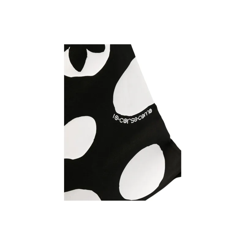 10 CORSO COMO Fabric Tote Bag, Shopping Bag, Handbag, Shoulder Bag Women's Black & White-3