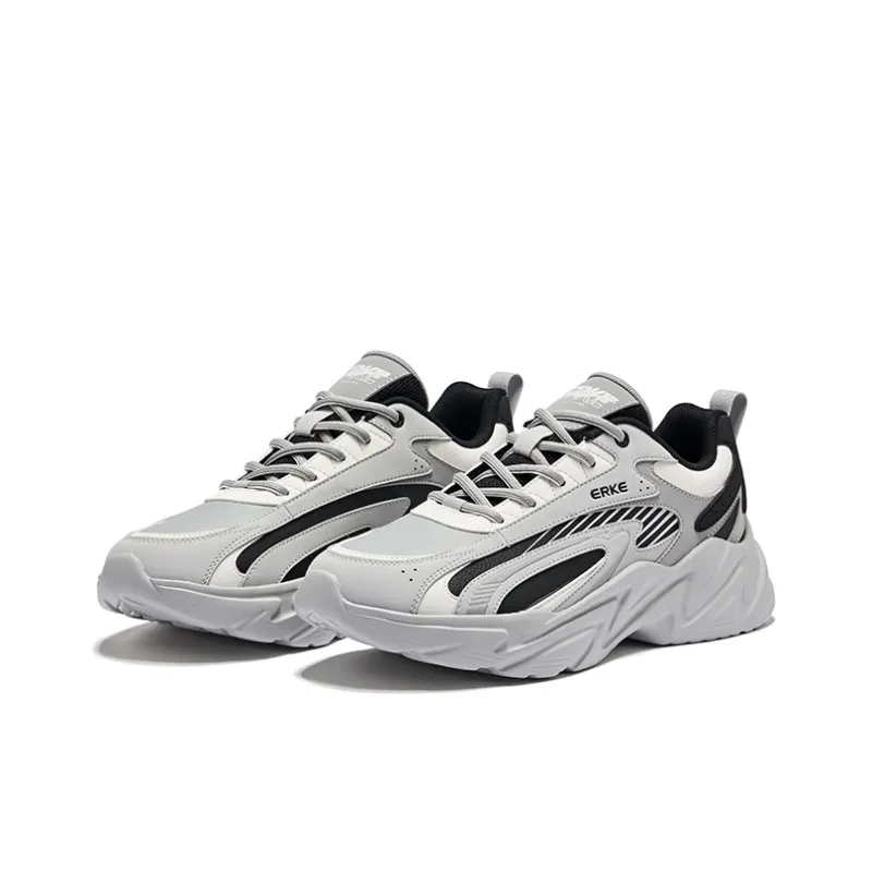 Erke Running Shoes Men Low Top Mist Gray, Jet Black-4