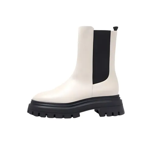 Stuart Weitzman/SW Bedford Crew Chelsea Boots 5cm Women's White