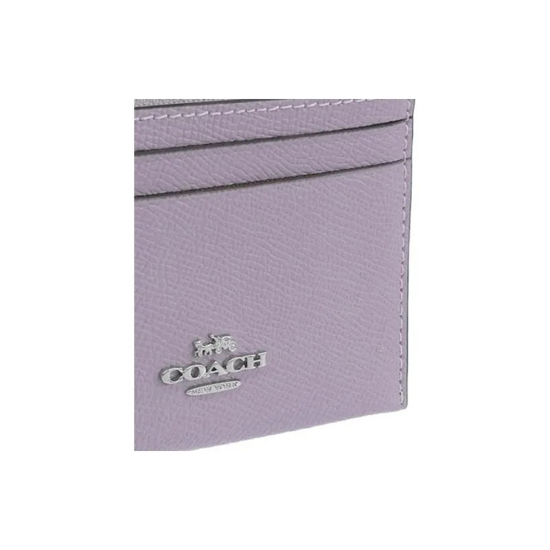 COACH Skinny Id Case Cross Grain Cow Leather Document Bag, Coin Purse, Card Holder Mini Women's Purple-3