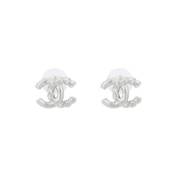 CHANEL Stud Earrings Women's Silver