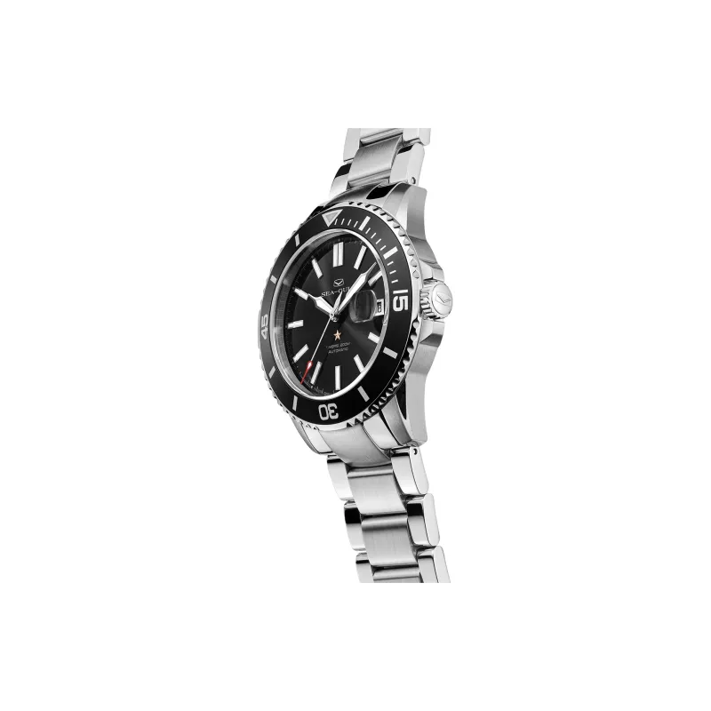 Sea Gull Ocean Automatic Mechanical Movement Steel Strap Watch Men's Watches Black Dial-7