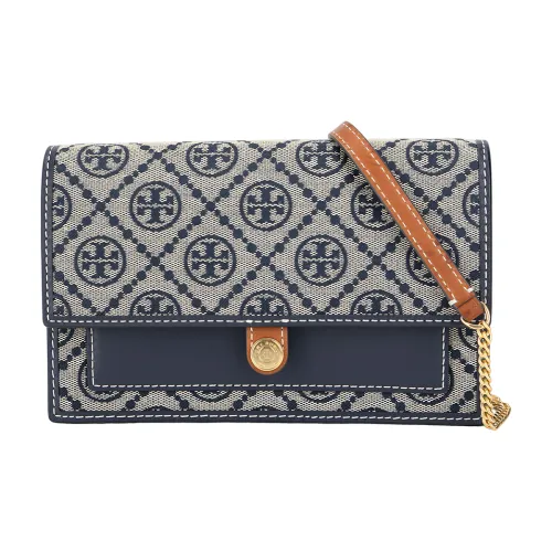 TORY BURCH T Monogram Leather Trim Shoulder Bag Crossbody Bag Women's Marine Blue