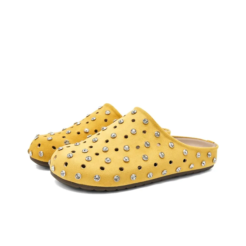 WESTLINK Cut Out Rhinestone Slip Resistant Closed Toe Slippers Women's-9