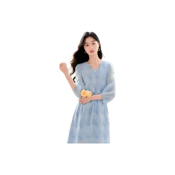 Like The Age Of Water Spring Long Sleeved Dress Regular Women's Blue