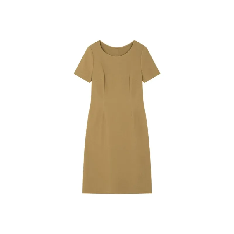 Mo Han Yi Mei Short Sleeved Dress Women's Yellow Green-0