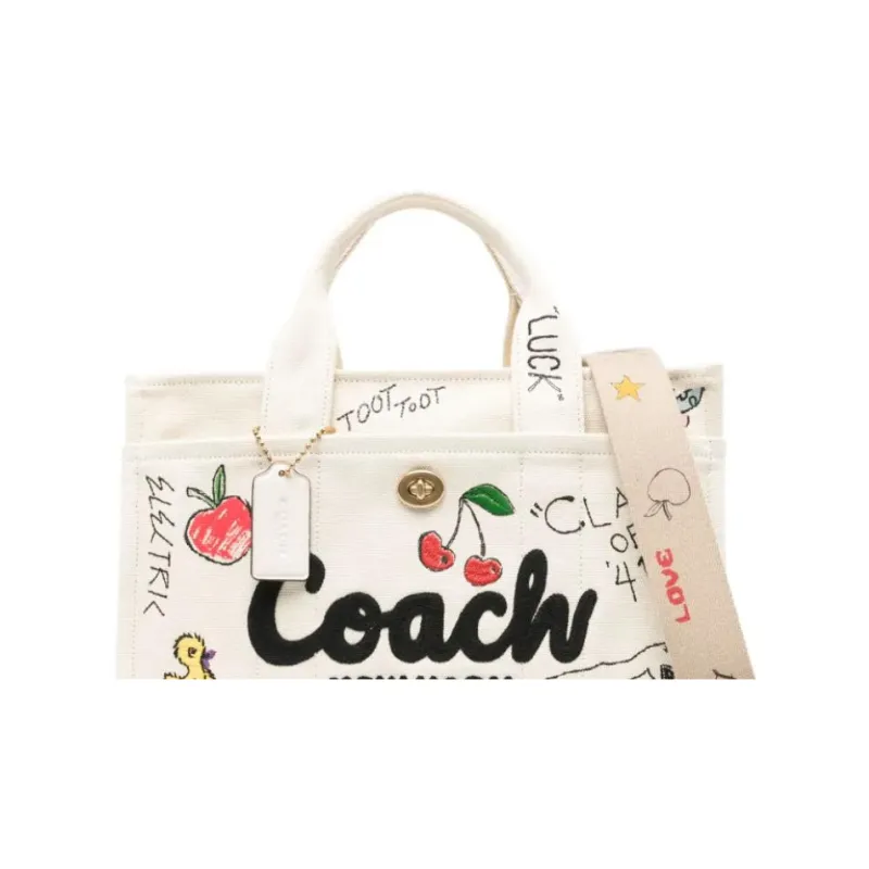 COACH Cargo Fabric Tote Bag, Shopping Bag, Handbag Large Size Women's Light Beige-4