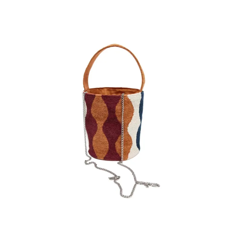 ZARA Cotton Bucket Bag, Crossbody Handbag Mini Women's Multicolor-2