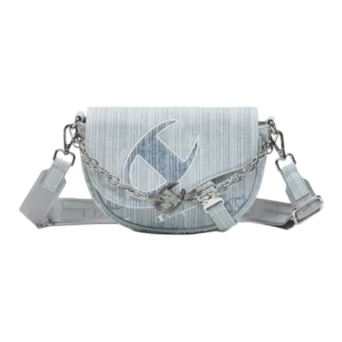 Champion Fabric Saddle Bag, One Shoulder Handbag Small Size Women's Multicolor