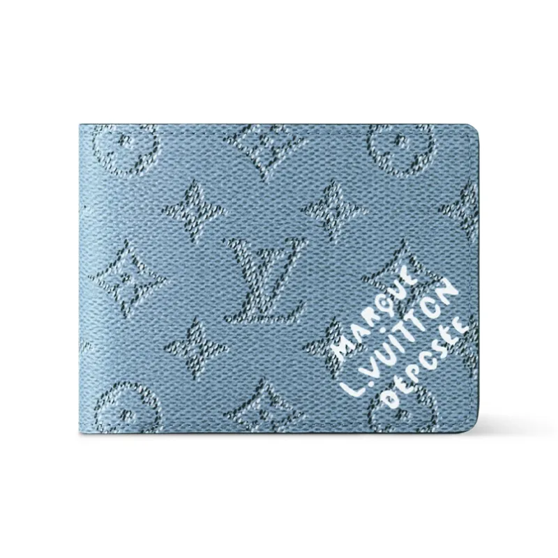 LOUIS VUITTON Multiple Monogram Heritage Coated Canvas Card Holder, Wallet Men's Blue-0