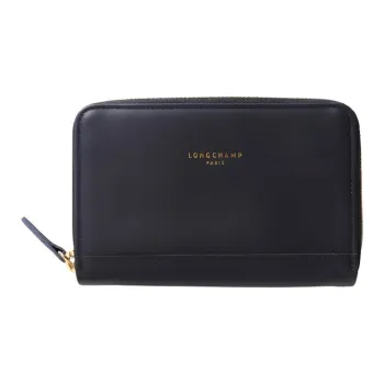 LONGCHAMP Smooth Calf Leather Wallet Unisex Marine Blue