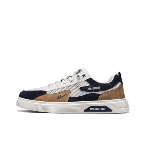 Warrior Coverage Lightweight, Breathable, Slip Resistant Low Top Skateboard Shoes Men's Beige Brown Blue