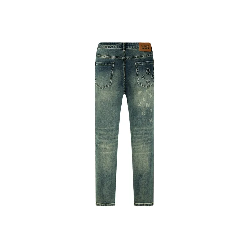 C'N'C Smudge & Distortion Series Jeans Men's Denim Blue-1