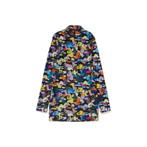 A BATHING APE Women's Multi Camo Turtle Neck Onepiece White