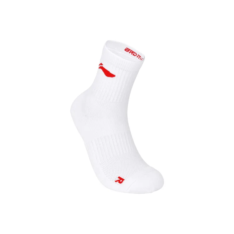 LiNing Mid Calf Socks Women's 1 Pack White Red-3