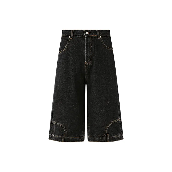 KREATE DENIM Washing Process Series Straight Fit Denim Shorts 7/8 Length Unisex-4