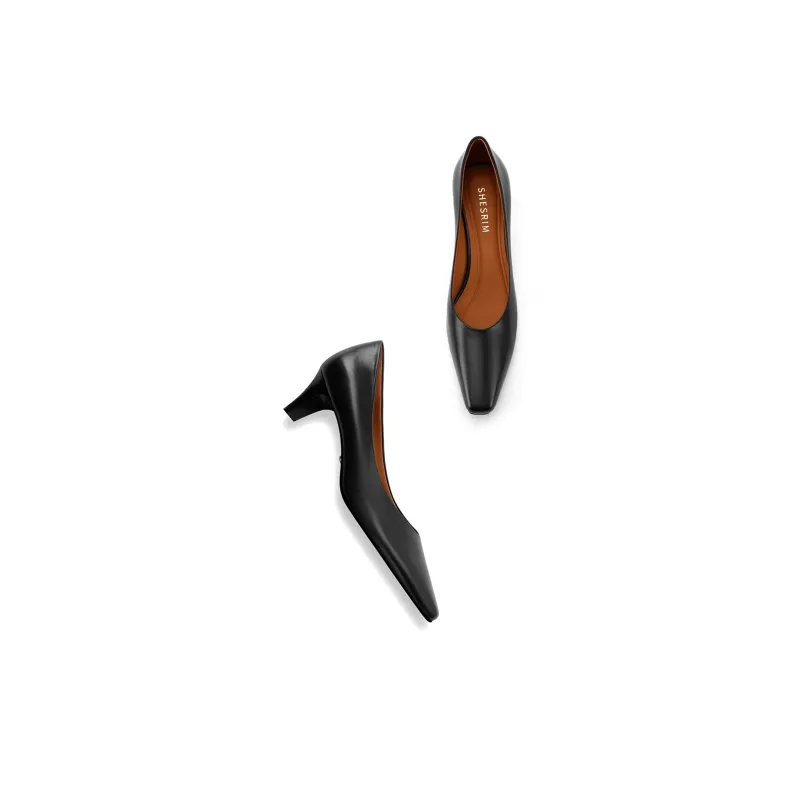 Shesrim Chunky Heel High Heels Women's Black-2