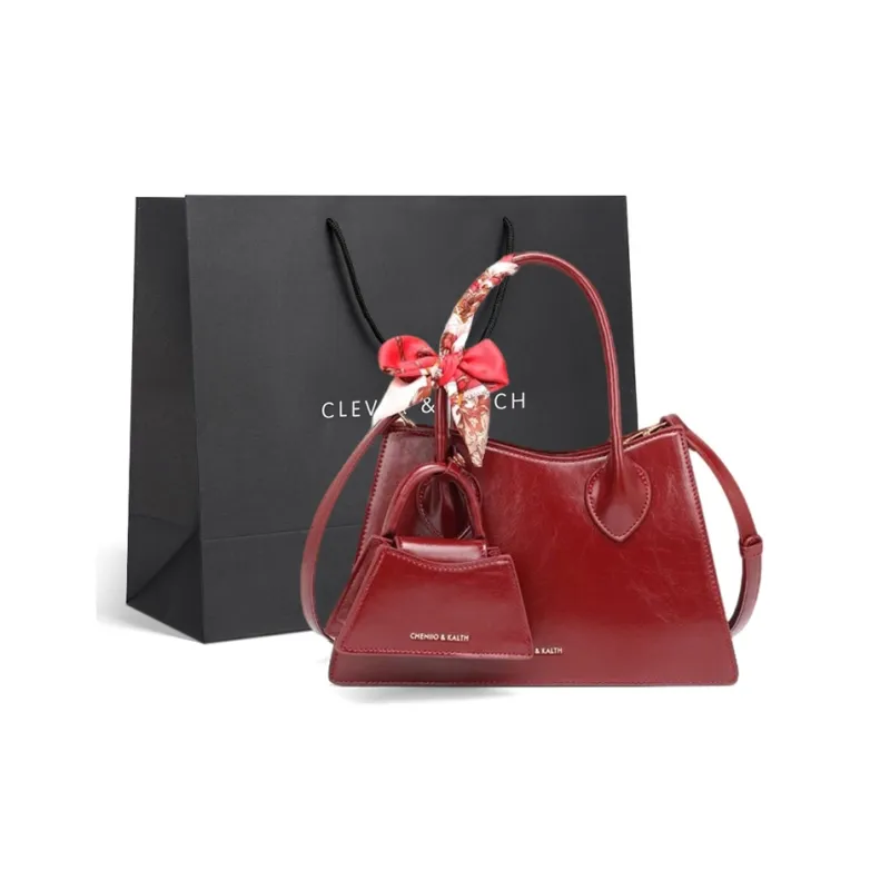 CLEVER& KETCH PU Combo Bag, Shoulder Bag, Crossbody Bag, Handbag Women's Red-5