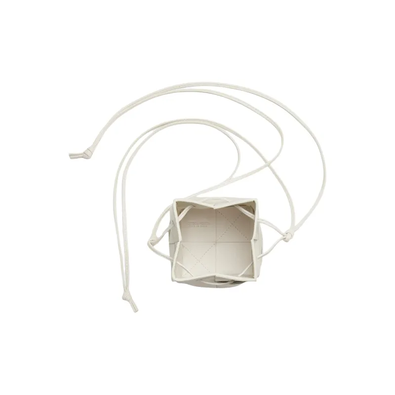 Bottega Veneta CASSETTE Lambskin Bucket Bag, Shoulder Bag, Crossbody Bag Mini Women's White-2