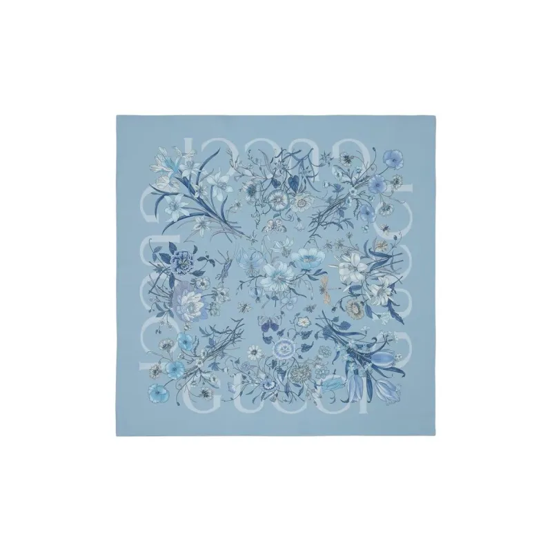 GUCCI Silk, Silk Scarves Women's Light Blue-1