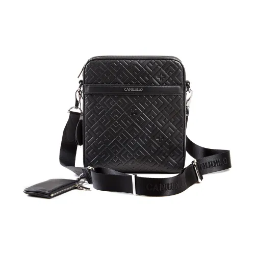 CANUDILO Top Grain Cow Leather Shoulder Bag Regular Men's Black
