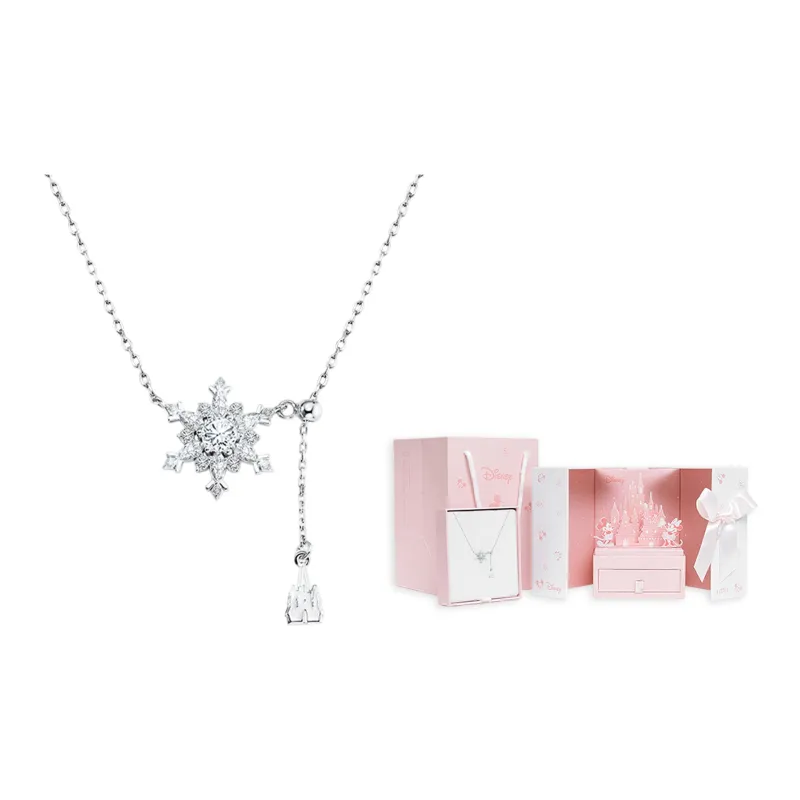 Disney S925 Silver Snowflake Necklace Women's-7