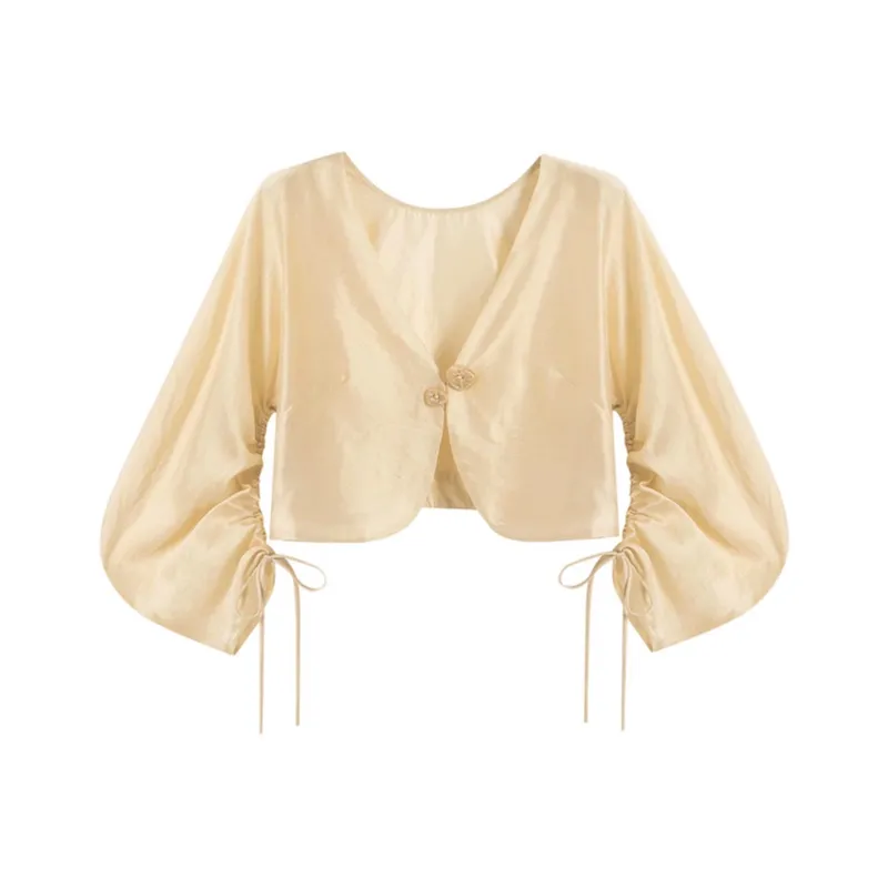 Wbwq Chiffon Shirts Women's Light Yellow-0