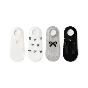 Primeet No Show Socks Women's 4 Pack Mesh Bowknot