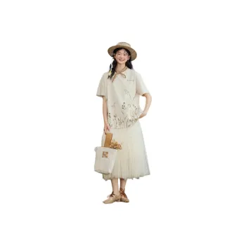 ZIHAN T Shirt Women's Beige Yellow