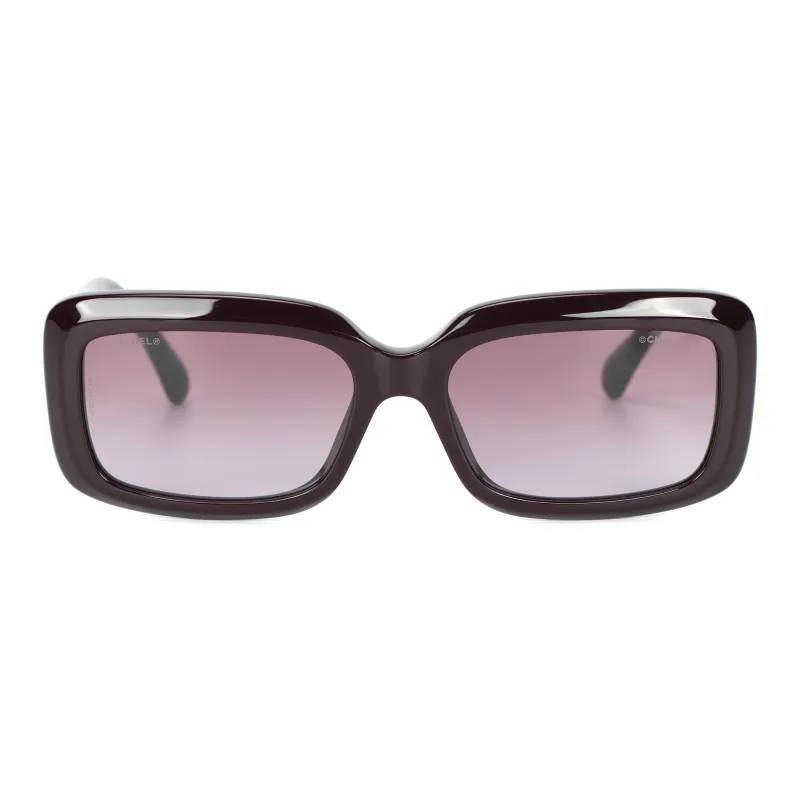 CHANEL Acetate Square Sunglasses Women's Red-1