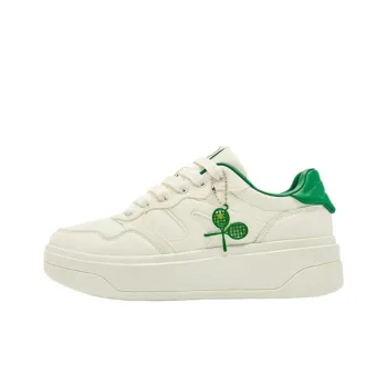 QIAODAN Anti Slip Wear Resistant Low Top Skateboard Shoes Women's White Green