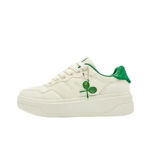 QIAODAN Anti Take Wear Resistant Low Top Skateboard Shoes Women's White Green