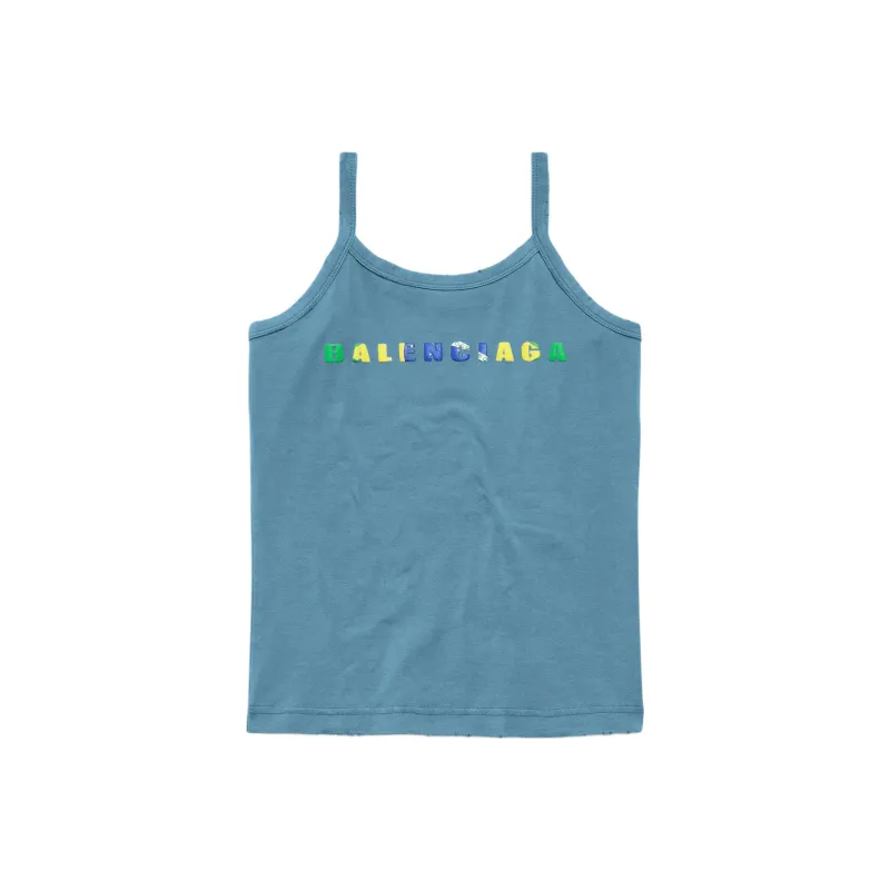 Balenciaga Tank Top Slim Fit Women's Blue-0