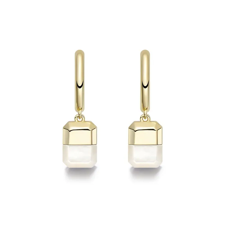 HEFANG Candy Series Copper Alloy Lucky Sugar Cube Hoop Earrings Women's-0