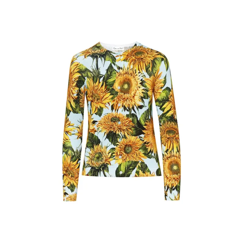 Oscar De La Renta Sunflower print Knitted Cardigan-0