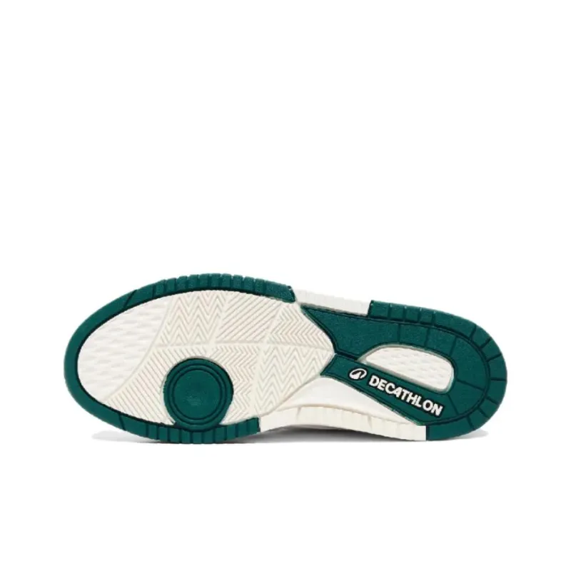 DECATHLON Anti Slip Wear Resistant Low Top Skateboard Shoes Women's White Green-4