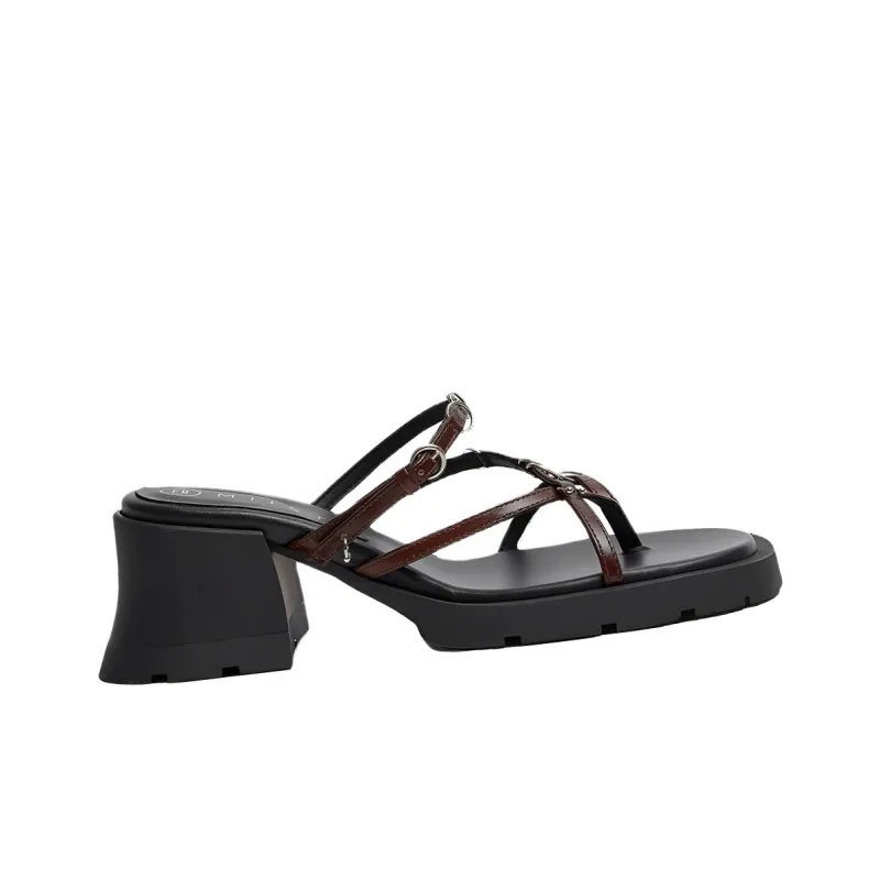 MIISTA Rubber Sole Flip Flops Women's Brown-1