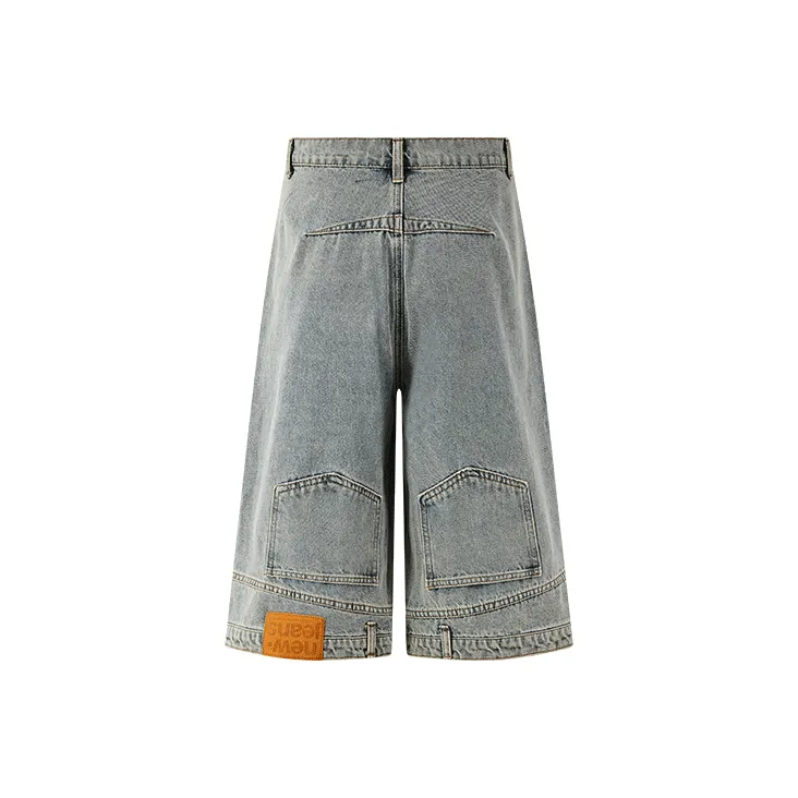 KREATE DENIM Washing Process Series Straight Fit Denim Shorts 7/8 Length Unisex-1
