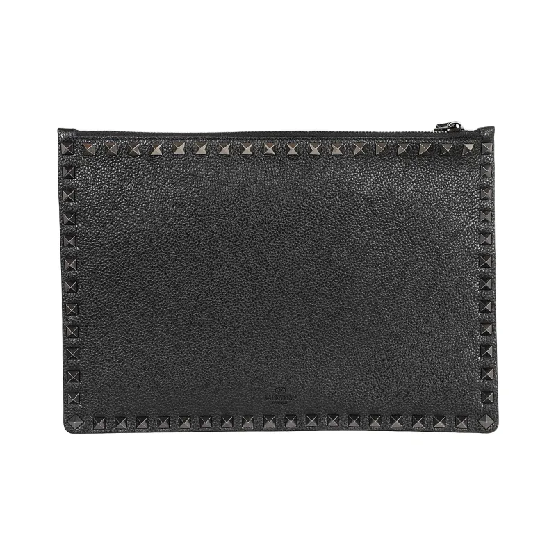 Valentino GARAVANI Calfskin Clutch Men's Black-1