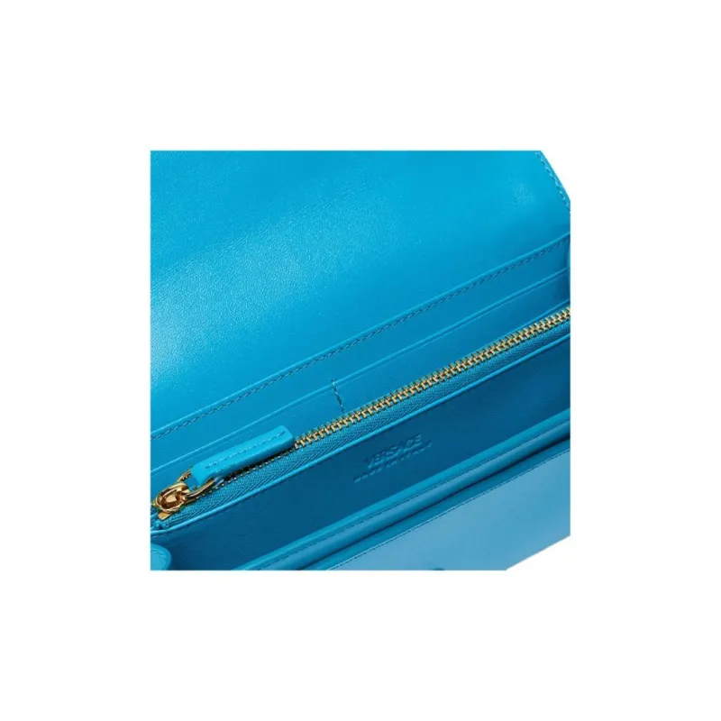 FANSIZHE Calfskin With Lambskin Trim Wallet Regular Women's Blue-4