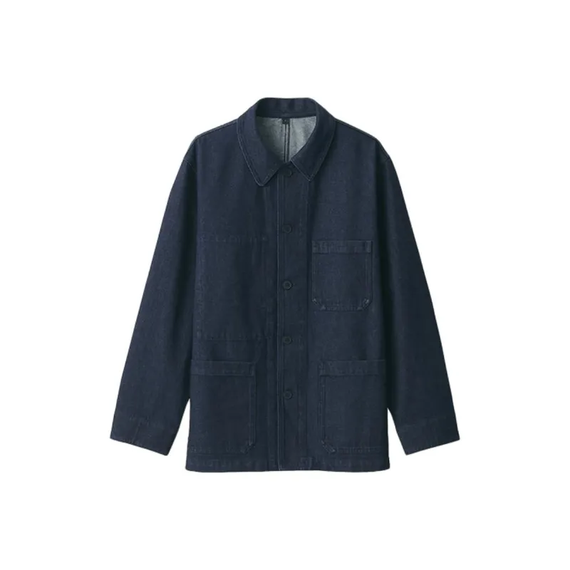MUJI Denim Jacket Men's Dark Navy Blue-0