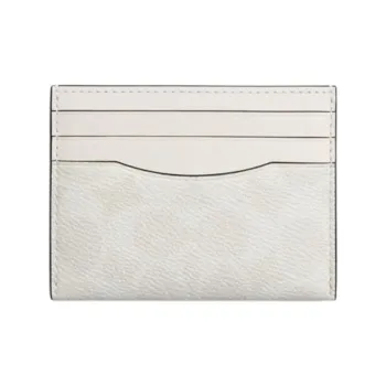 COACH Artificial Leather With Cow Leather Card Holder Mini Unisex Chalk & White