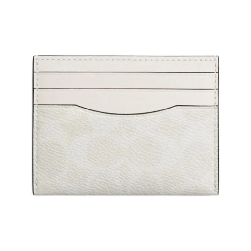 COACH Artificial Leather With Cow Leather Card Holder Mini Unisex Chalk & White-0