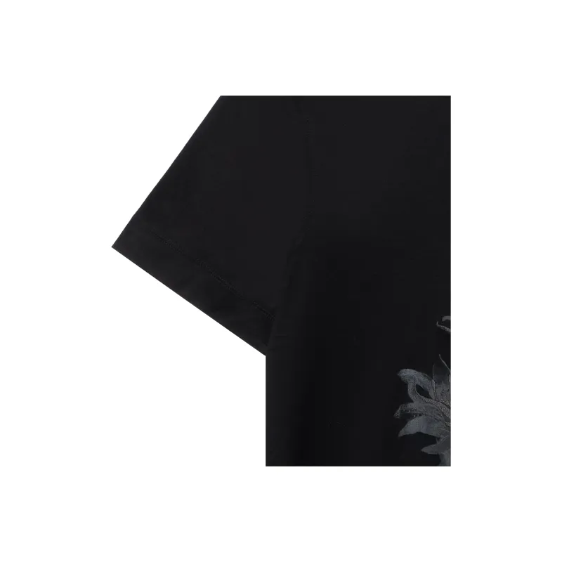 EMPORIO ARMANI Asv Lyocell blend Jersey T shirt With Print And Floral Embroidery-8