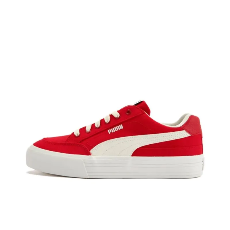 PUMA Court Classic Vulc Anti Slip Wear Resistant Low Top Skateboard Shoes Unisex Red White-0
