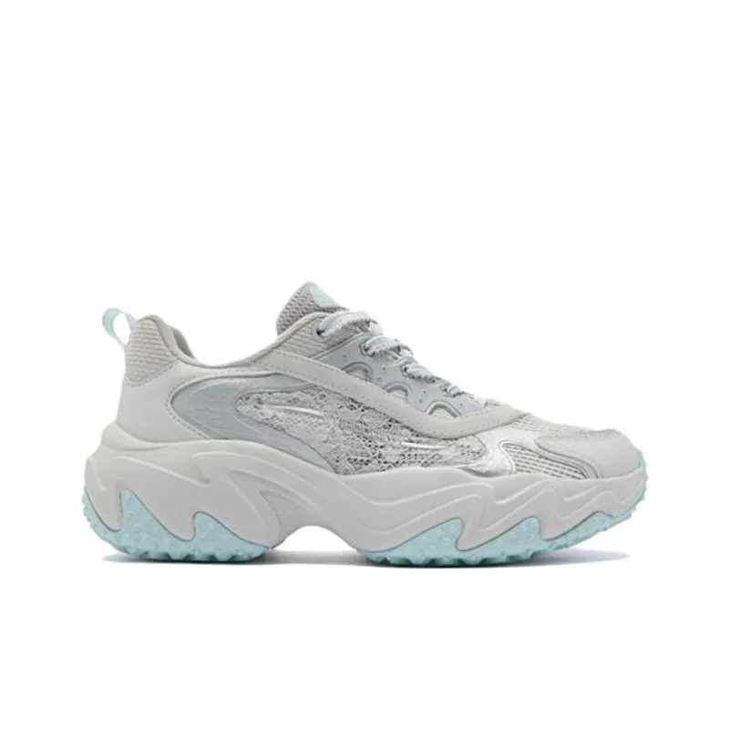 QIAODAN Spriggle Bunny V Slip Resistant Breathable Low Top Chunky Sneakers Women's Gray-1