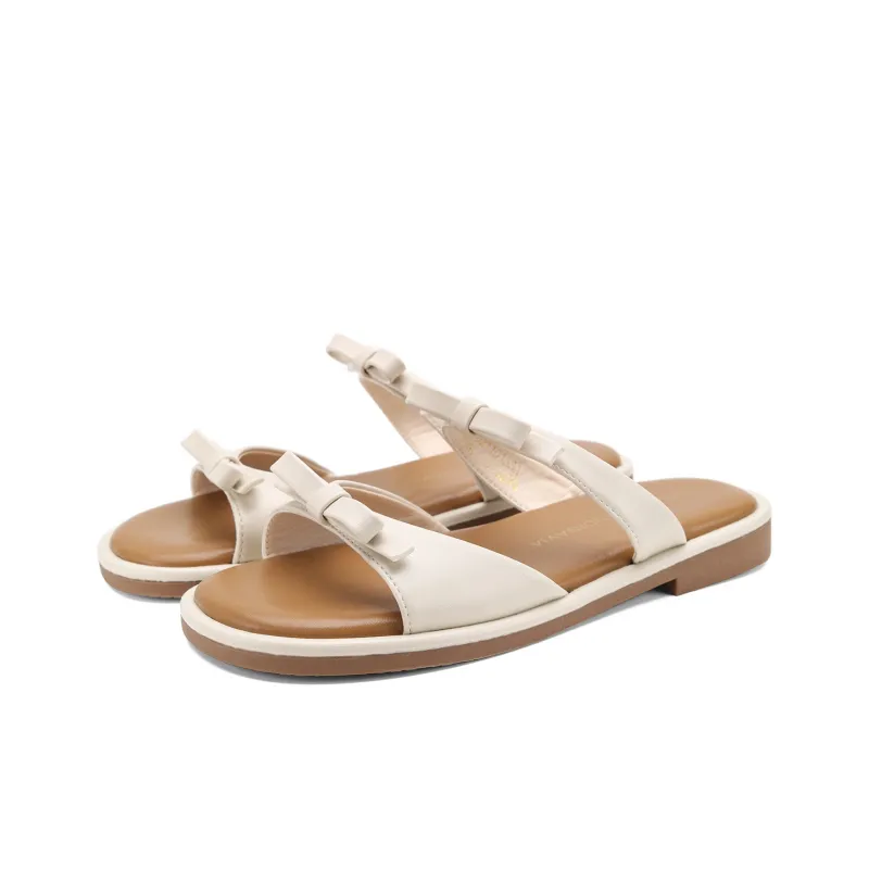 D FUSE SCANDINAVIA Stitching Leather Patchwork Slip Resistant Odor Resistant Slide Slippers Women's-7