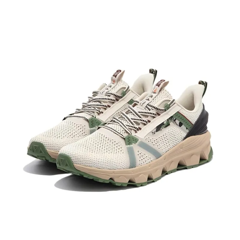 361° Anti Slip Wear Resistant River Trekking Shoes Men's Beige Green-3